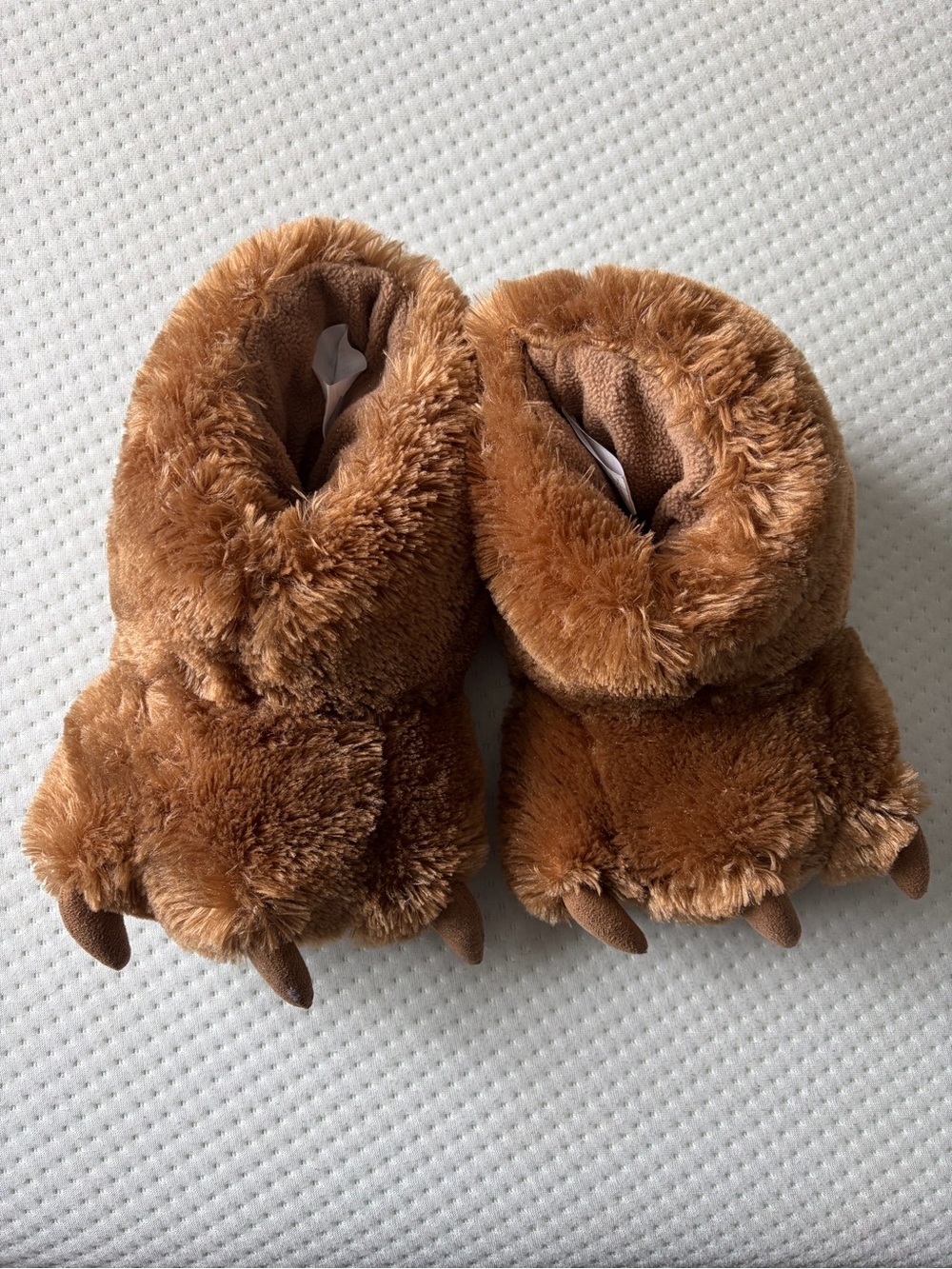 Lazy One Kids Bear Paw Slippers Size M 13-3 Brown Fuzzy Plush Animal Claw
